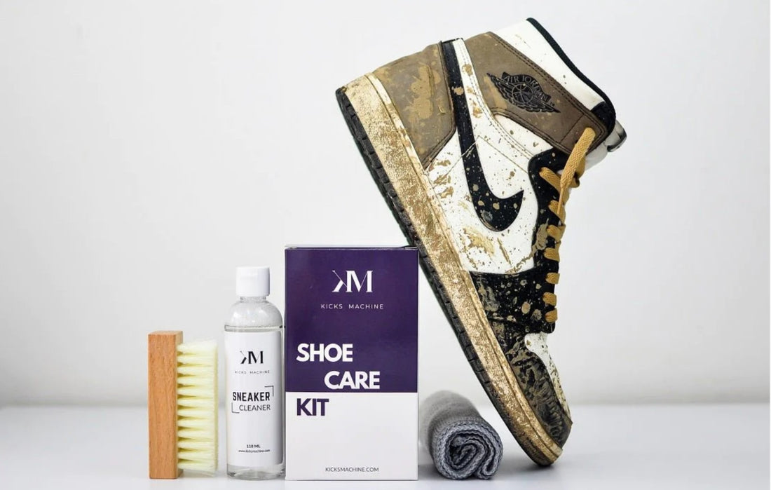 Dirty Air Jordan 1 Retro Dark Mocha with sneaker cleaning kit 