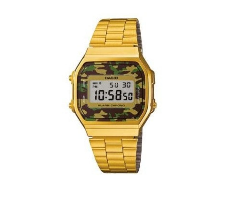 Casio Retro Camouflage - Stainless steel Golden watch