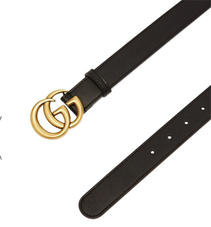 GUCCI GG Belt - Black and Gold