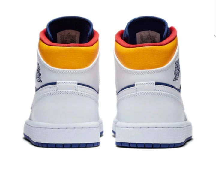 Nike Air Jordan 1 Mid SE - White Laser orange royal blue